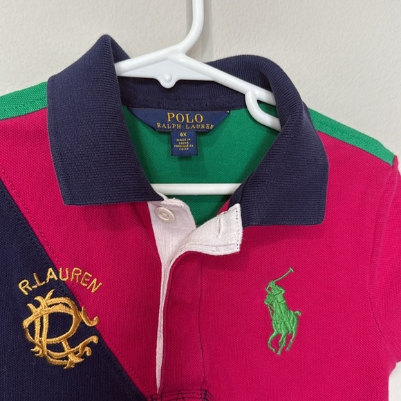 Polo Ralph Lauren Girls Dress Size 6X Colorful Classic Preppy Logo Pony Collar - Picture 3 of 13